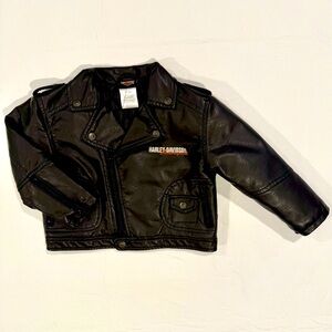 New Harley Davidson Biker Jacket Boy’s 2T Girls Upwing Eagle Motorcycle MC Black